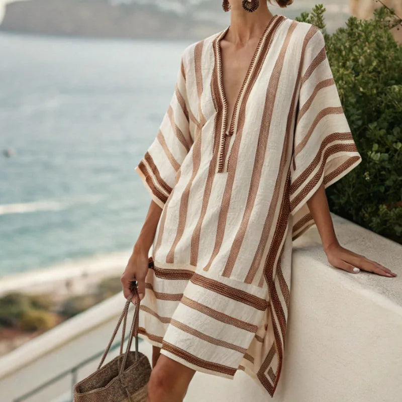 Marina | Striped V-Neck Beach Dress