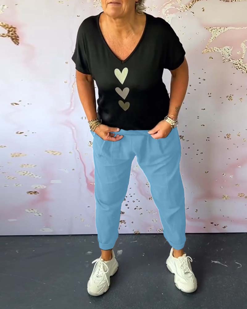 Comfortable Casual Pants with Solid Color Pocket