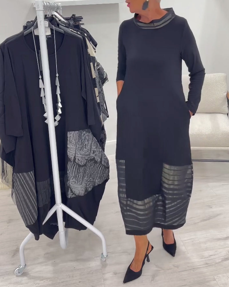 Trendy Solid Color Dress with Panels