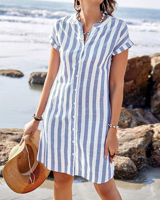 Melissa™ | Elegant Striped Shirt Dress