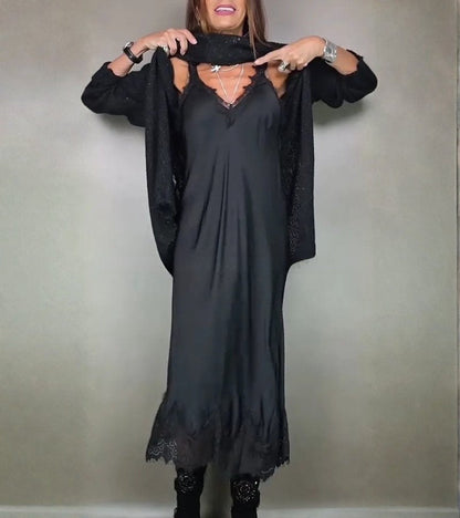 Silva | Long Set in Knit and Satin