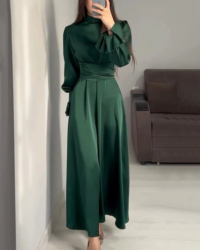 Ava | Satin Bishop Maxi Dress