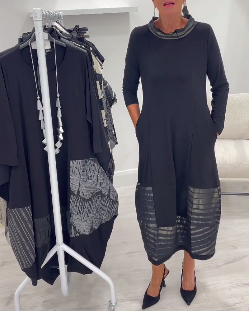 Trendy Solid Color Dress with Panels