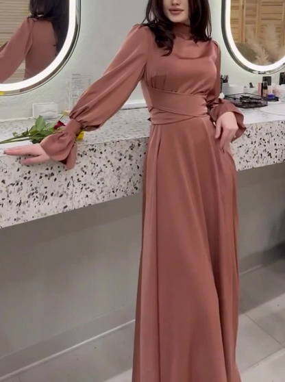 Ava | Satin Bishop Maxi Dress