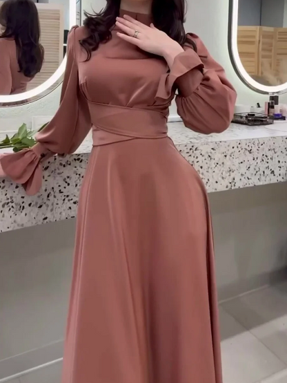 Ava | Satin Bishop Maxi Dress