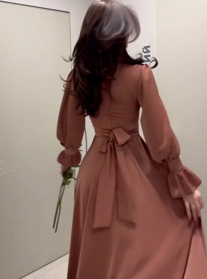 Ava | Satin Bishop Maxi Dress