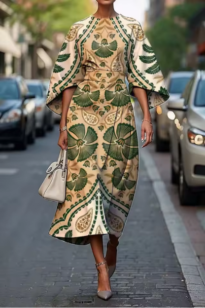 Heather | Graphic Swirl Midi Dress