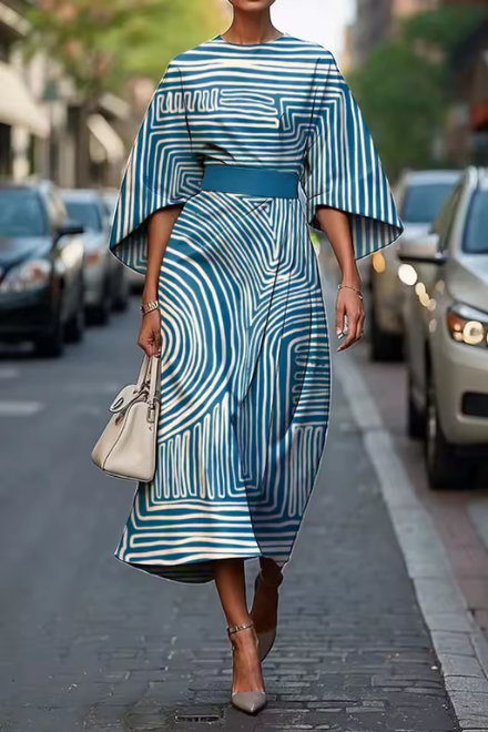 Heather | Graphic Swirl Midi Dress