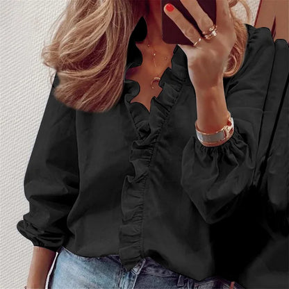 Danielle | Stylish Ruffle Trim Button-Up Blouse