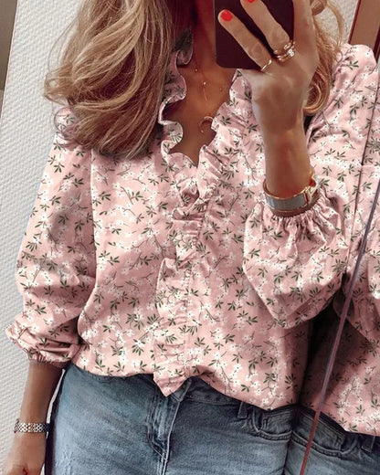 Danielle | Stylish Ruffle Trim Button-Up Blouse