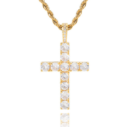 Faith™ | Gold Moissanite Cross Necklace