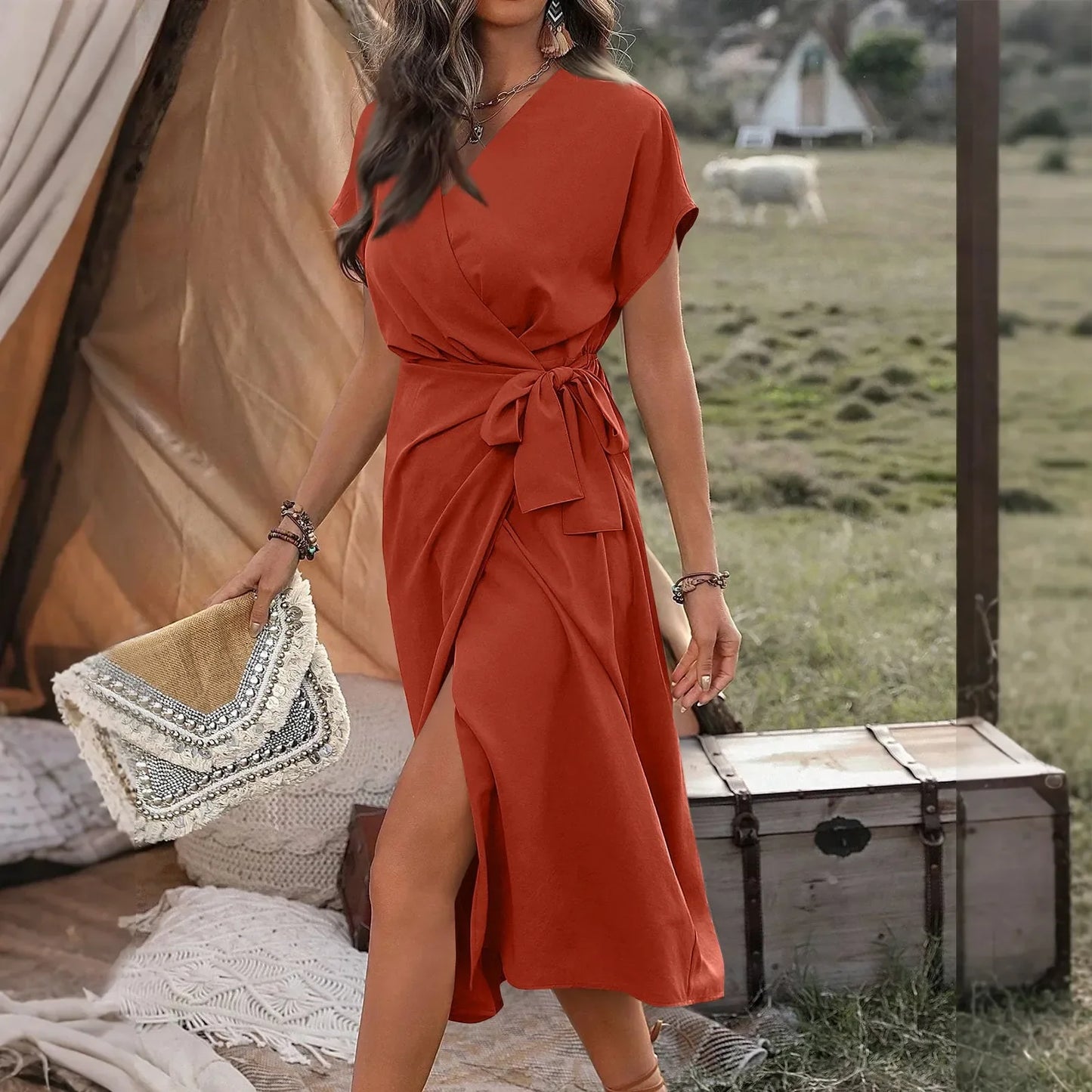 Sofia | Elegant Wrap Midi Dress