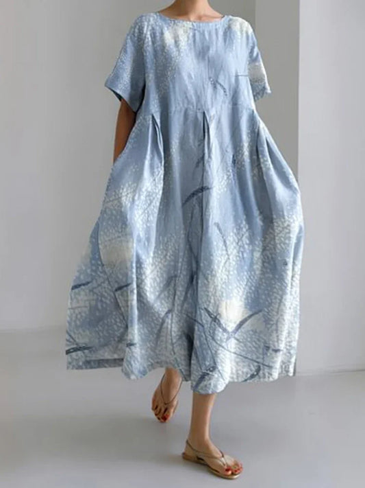 Vintage Floral Print Loose Maxi Dress