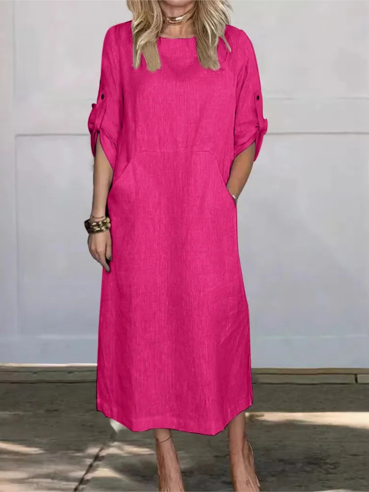 Stella™ - Stylish Comfy Loose Short Sleeved Linen Dress