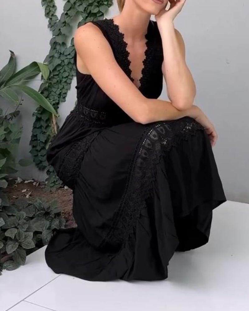 Stella | Romantic Lace Trim Midi Dress