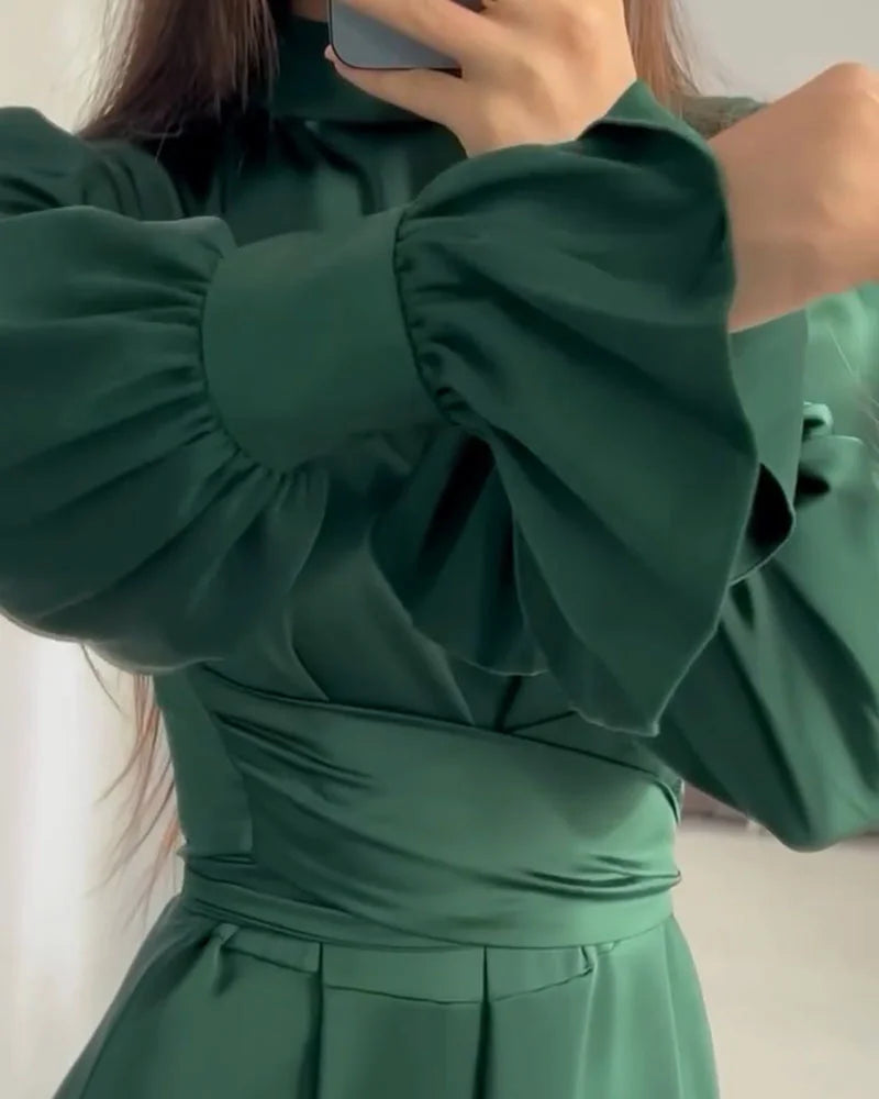 Ava | Satin Bishop Maxi Dress