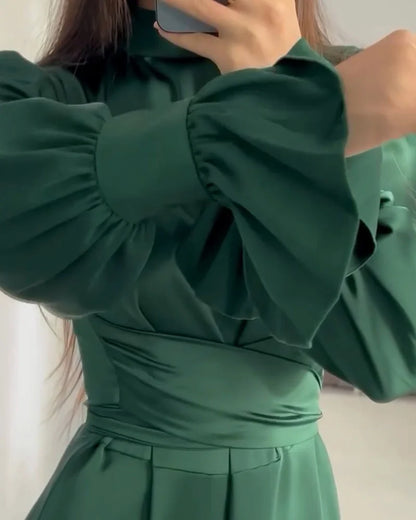 Ava | Satin Bishop Maxi Dress