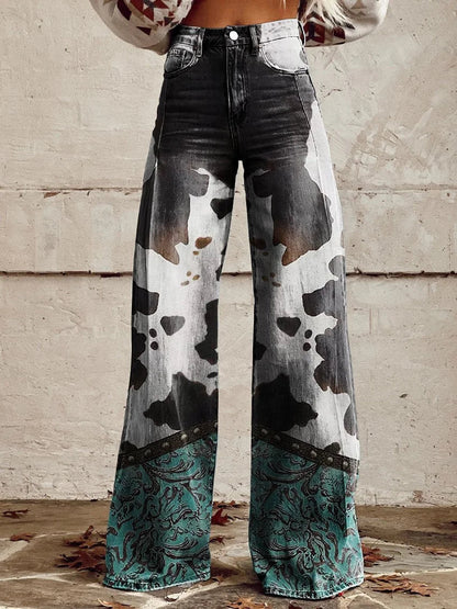 Addison | Unique Pattern Wide Jeans