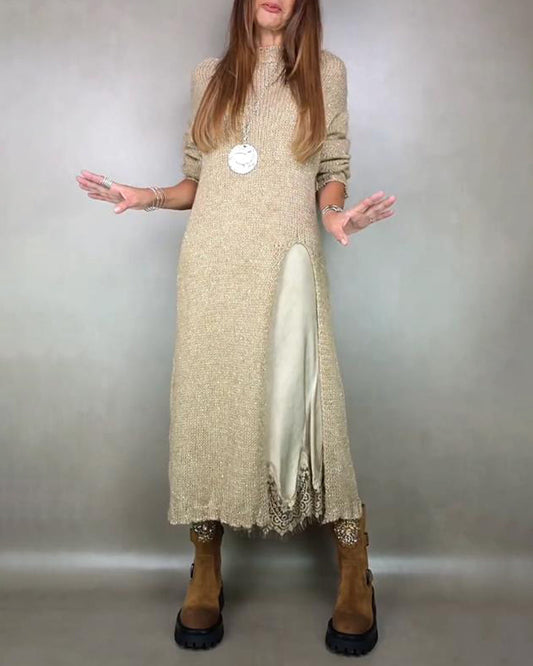 Two-Piece Set with Knitted Dress and Lace Cami Dress