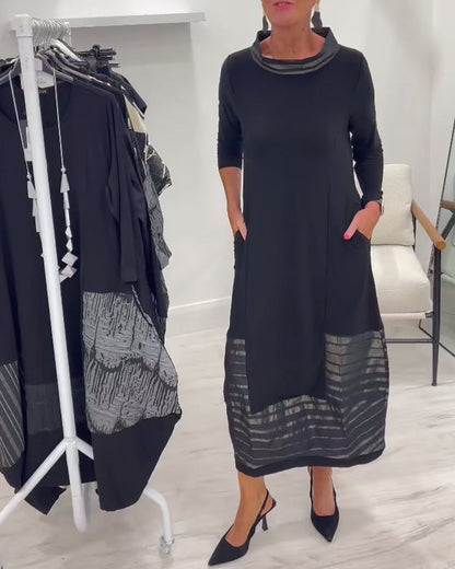 Trendy Solid Color Dress with Panels