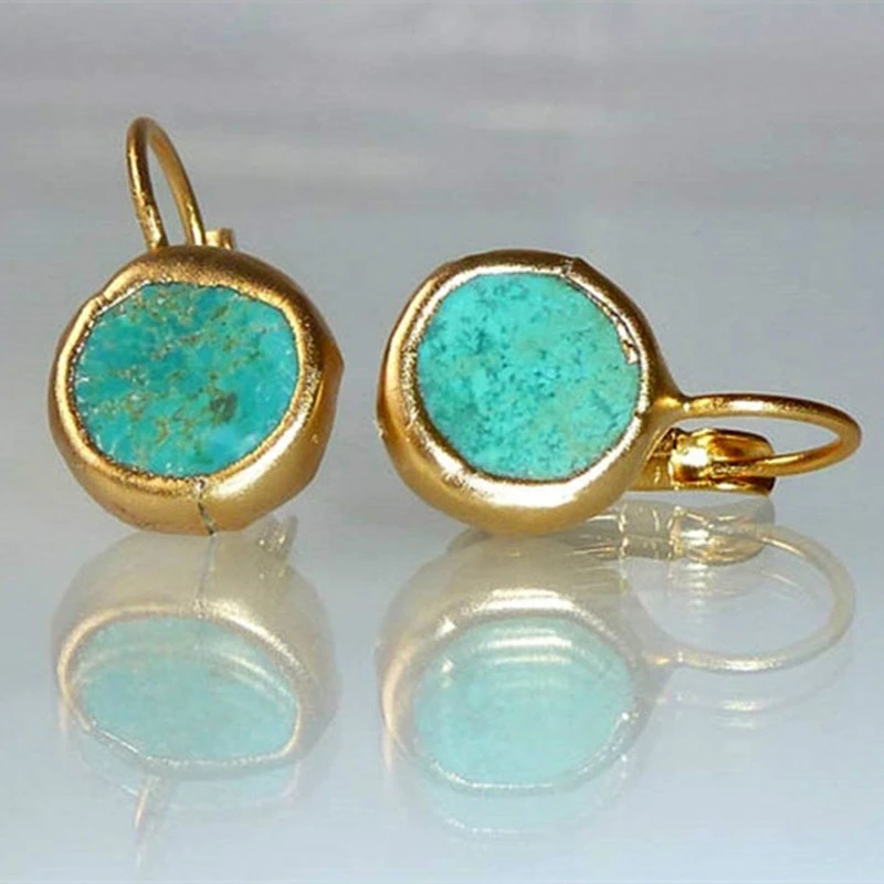 Amelie™ | Gold Earrings with Turquoise Stone