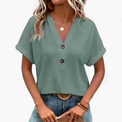 Zoey | Casual V-Neck Buttoned Blouse